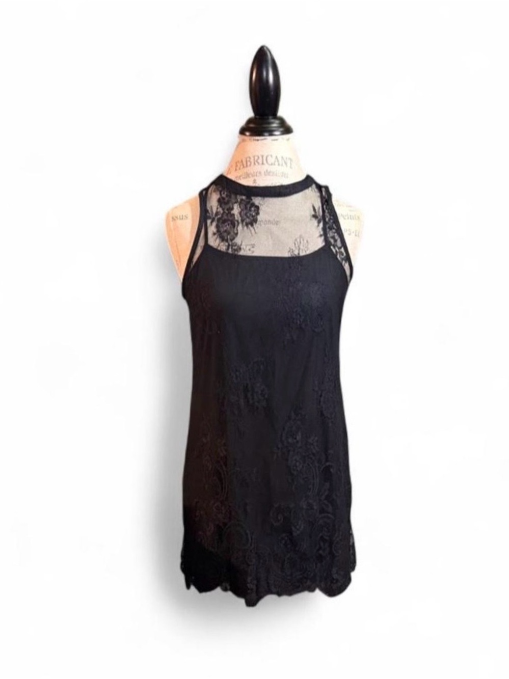Black Sleeveless Lace Dress No Tags Aprx Sz XS/S